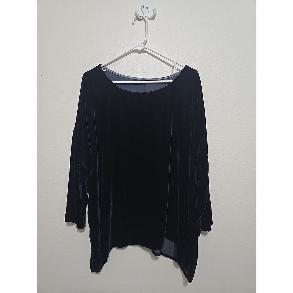 CP Shades Sibella Velvet Tunic M Navy Blue Silk Blend Oversized